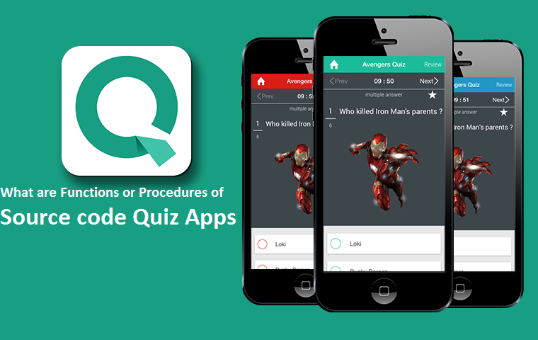 What are Functions or Procedures of Source code Quiz Apps